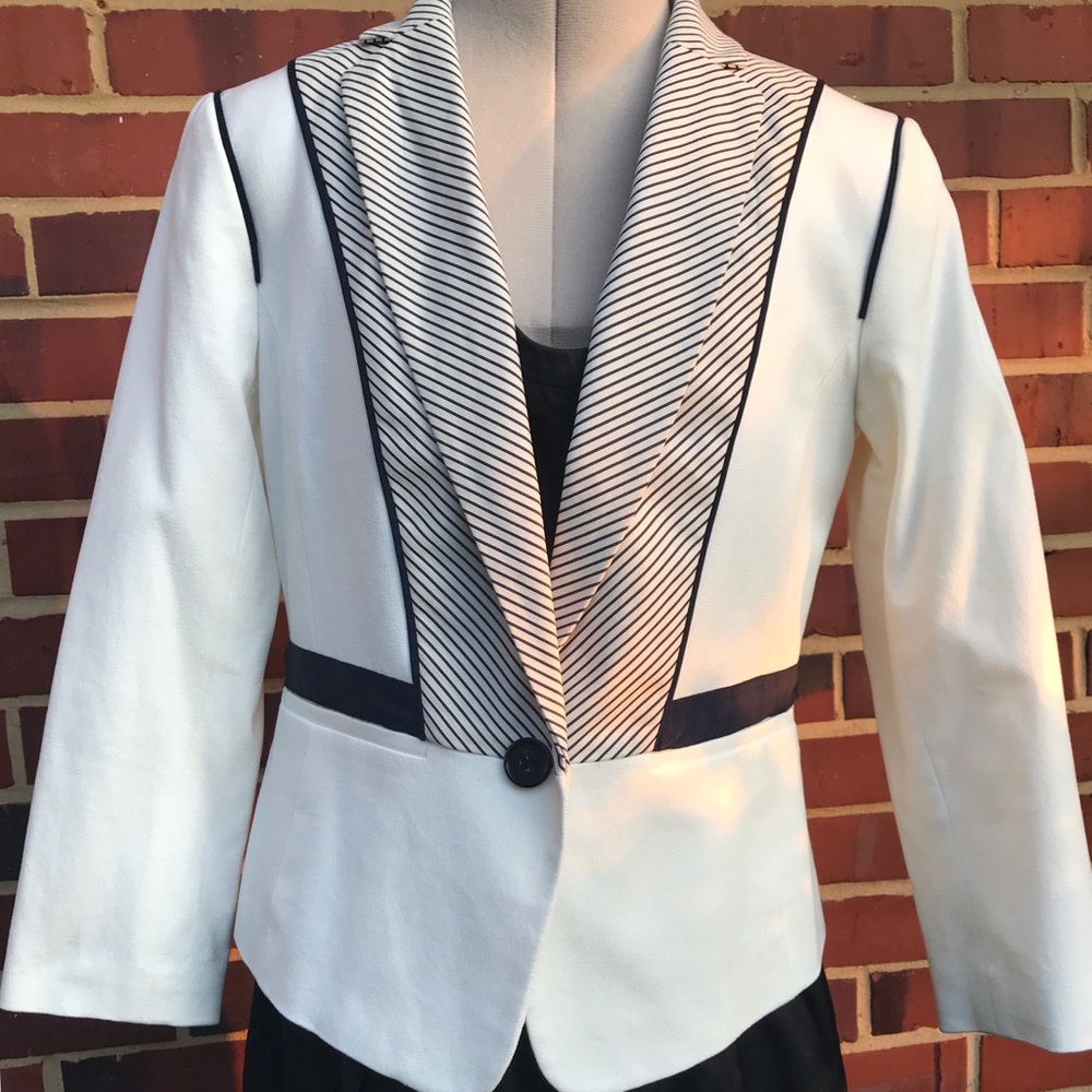 Ann Taylor Nautical-Inspired Cropped Blazer - 0P